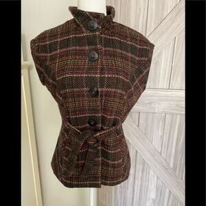 CAbi Multicolor Tweed Belted Vest